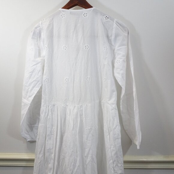 ZARA DRESS SIZE M WHITE EYELET EMBROIDERED MARIAH MIDI LONG LOOSE SUMMER NEW - Picture 9 of 11